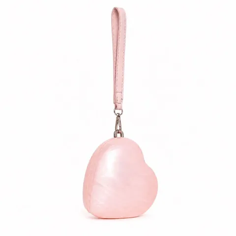 Heart Shaped Pink Acrylic Evening Bag With Faux Artificial Pearl Chain Crossbody Shoulder Purse For Wedding Party Women Elegant