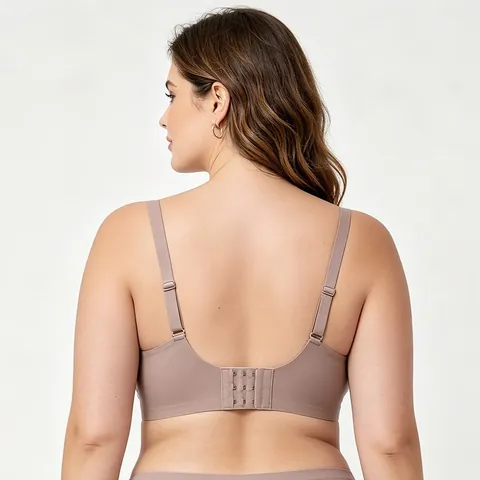 Women Seamless Wirefree Leopard Print Deep V Bra Jelly Soft Support Plus Size Comfortable Breathable Nude Black Lingerie