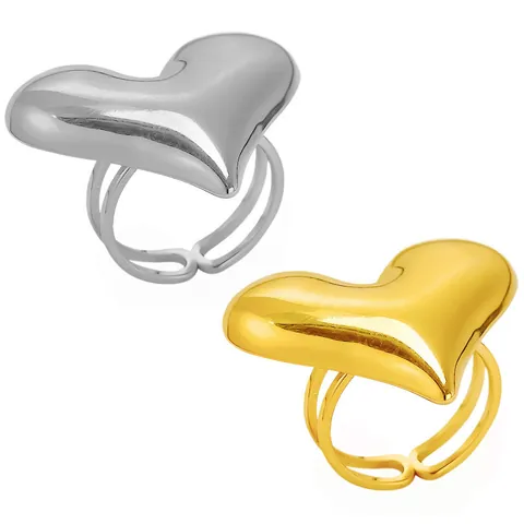 Mode 304 Edelstahl Puff Herz Offener Ring Verstellbar 18K Gold Silber Vergoldet Unregelmäßiger Geometrischer Ring Damen Herren