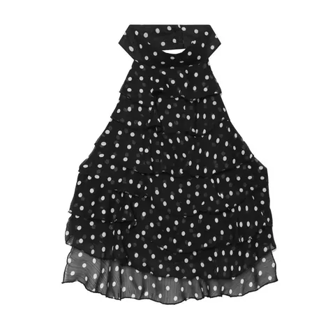 Top Dos Nu Sexy Femmes Volants Pois Nœud Papillon Sans Manches Chiffon Tank Top pour Été Fête Clubwear