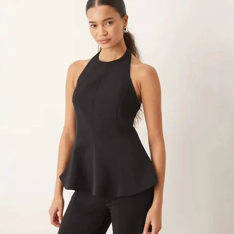 Canotta da Donna Sexy con Scollo all'Americana e Peplum Senza Maniche Tinta Unita Elegante Top Estivo per Feste Appuntamenti Quotidiano