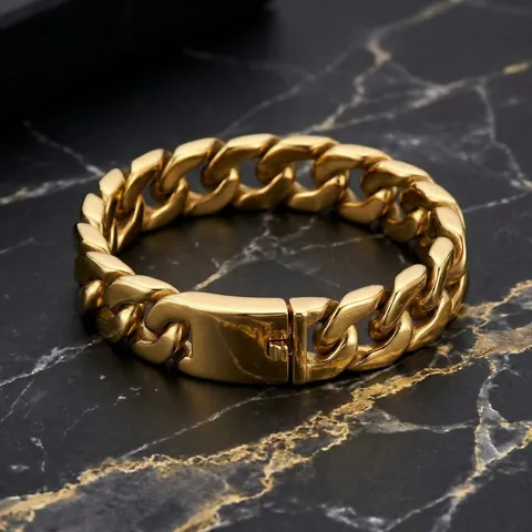 Bracciale A Catena Cubana Da Uomo In Acciaio Inossidabile 316L Metallo Pesante Hip Hop Streetwear Stile Punk Gioielli