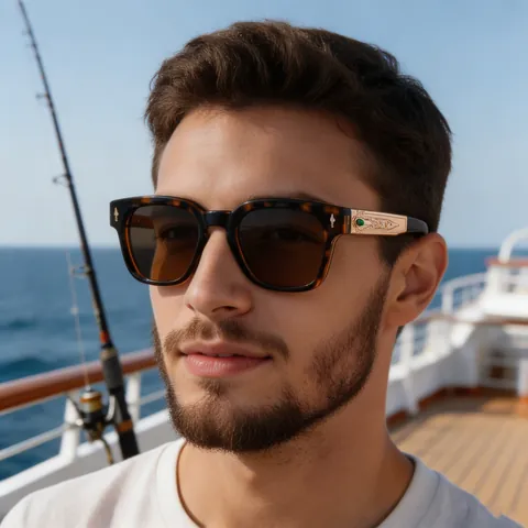Polarized Sunglasses Men Square Frame Retro Vintage Style UV400 Protection TAC Lens Zinc Alloy Metal Temples