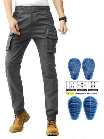 Pantaloni da Moto Outdoor Tattici Cargo con Tasche Multiple Protezione Anti-Caduta Joggers con Ginocchiere Rimovibili