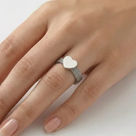 Korean Minimalist Stainless Steel Heart Ring Metal Mesh Weave Band Gold Rose Gold Silver Finger Ring For Women Artificial Pearl Jewelry
