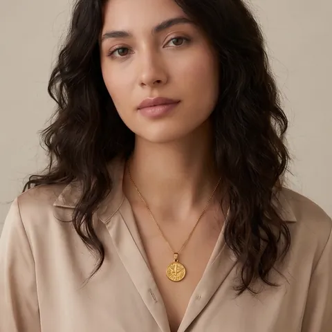Vintage Peace Dove Relief Round Pendant Necklace Stainless Steel 18K Gold Plated Holy Spirit Bird Coin Jewelry For Men Women