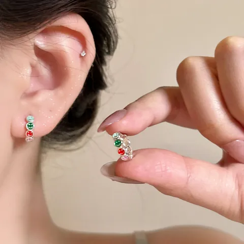Zoete Veelkleurige Emaille Hart Smiley Gezicht Oorbellen Zomer Niche Ontwerp Zilver Kleur Koperen Oorbellen Voor Vrouwen Sieraden