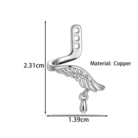 Angel Wings DIY Earring Accessories Polished Copper Silver Plated Water Drop Pendant Handcrafted Jewelry Making Findings Women