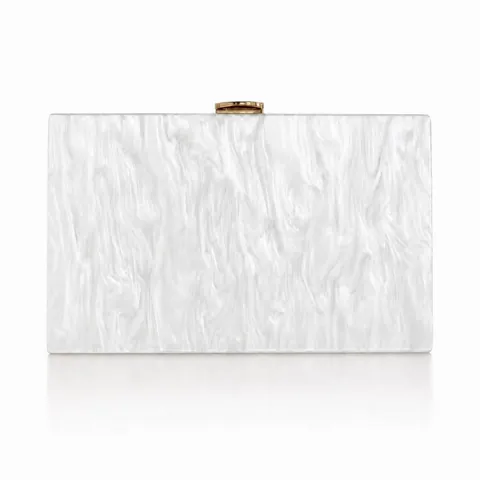 Women Acrylic Evening Clutch Bag Marble Pattern Box Style Handbag With Gold Chain Strap For Parties Weddings
