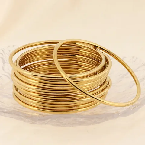 Bracelet Jonc Fil Rond Minimaliste Acier Inoxydable Lisse Empilable Bijoux Pour Femmes Accessoire Mode