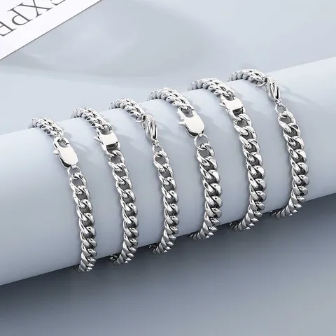 Bracelet Gourmette Cubaine En Acier Inoxydable Poli Minimaliste Bijoux Pour Hommes Femmes