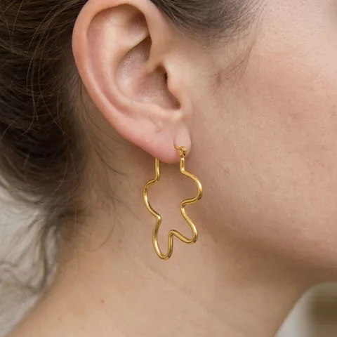 18K Gold Plated Stainless Steel Wave Line Hoop Earrings For Women Minimalist Geometric Irregular Fluid Design Jewelry Gift