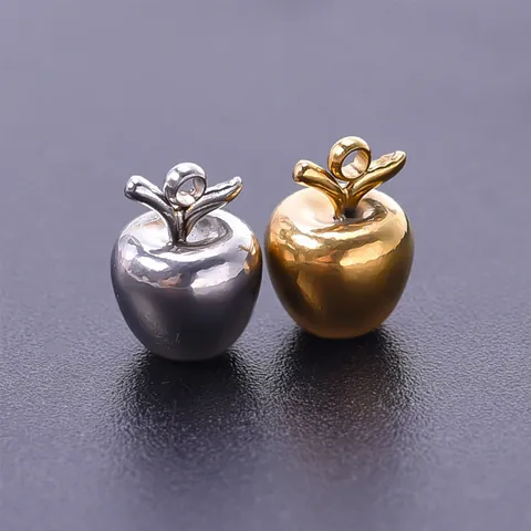 Apple Pendant Charm 304 Stainless Steel Vacuum Plated Fruit Shape For DIY Jewelry Making Fashion Accessory Women