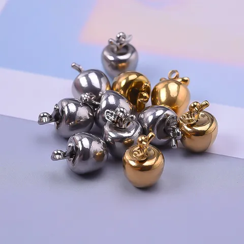 Apple Pendant Charm 304 Stainless Steel Vacuum Plated Fruit Shape For DIY Jewelry Making Fashion Accessory Women