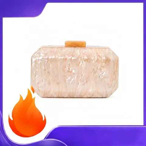Acrylic Evening Clutch Bag Marble Texture Small Square Box Crossbody Handbag With Detachable Chain For Party Wedding