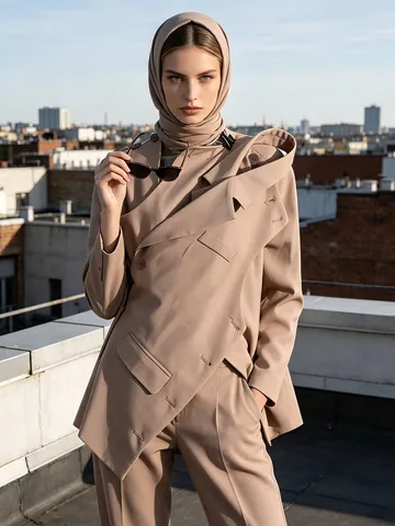 Chaqueta Blazer Asimétrica Deconstruida Casual para Mujer Con Botones en los Hombros Color Sólido Suelta de Manga Larga Streetwear