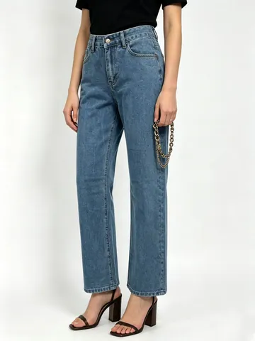 Damen Klassische Vintage Jeans Mit Hoher Taille Und Weitem Bein Lockere Gerade Gewaschene Denim Hose Alltagskleidung