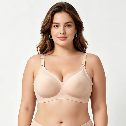 Women Seamless Wireless Bra Plus Size Comfortable Jelly Soft Support Adjustable Straps Nylon Bra For Everyday Lingerie