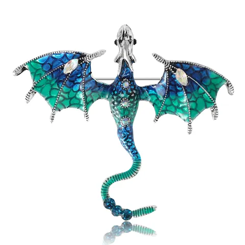 Broche Dragon En Alliage Email Epingle Strass Style Gothique Fantaisie Bijoux Corsage Animal Vintage Pour Femmes