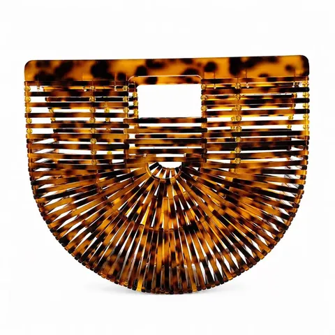 Acryl Schildpad Halve Cirkel Holle Handtas Tas Vintage Avondtas Strand Vakantie Mand Tas Voor Vrouwen