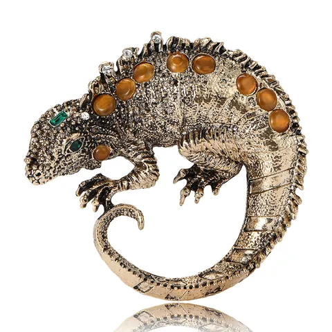 Spilla in Lega di Lucertola Caleontone Vintage con Strass Animale Pin per Abito Cappotto Gioielli Accessorio per Uomo Donna Regalo
