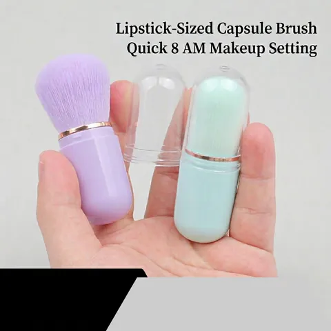 Tragbarer Einziehbarer Make-up Pinsel Kapsel Design Synthetikfaser Borsten Kunststoff Griff Für Puder Rouge Reisen Gesicht