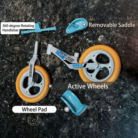Mini Modelli Di Bicicletta Senza Pedali Giocattolo Triciclo Scorrevole Smontabile Plastica Fai Da Te Montaggio Scrivania Bambini Colorato