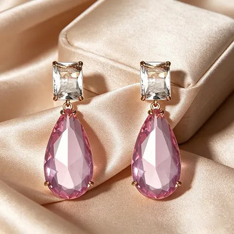 Pendientes Colgantes de Gota de Agua de Aleación Vintage con Diamantes de Imitación Pendientes de Cristal en Forma de Pera para Mujer