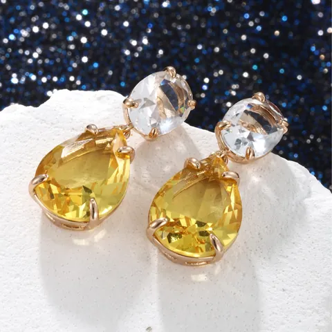 Pendientes Colgantes de Gota de Agua de Aleación Vintage con Diamantes de Imitación Pendientes de Cristal en Forma de Pera para Mujer
