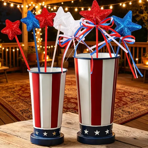 Decorazioni Stelle Giorno Indipendenza Patriottiche Rosso Bianco Blu Glitter Schiuma Ornamenti Per Festa Casa