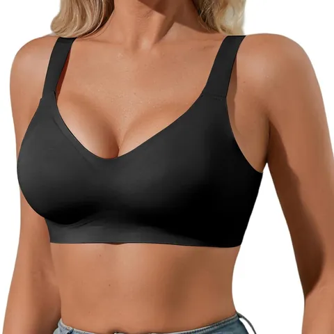 Sujetador Sin Costuras Sin Aros Para Mujer Bralette Acolchado Cómodo Con Cuello En V Y Tirantes Anchos Lencería Invisible