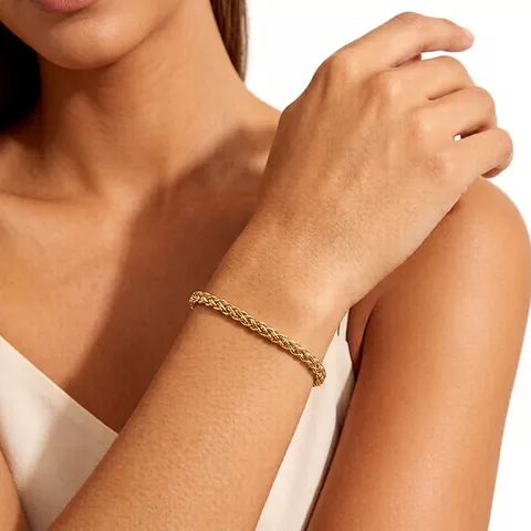 18K Vergoldetes Edelstahl Weizenkette Armband Mode Kielglied Verstellbare Verlängerung Für Herren Damen
