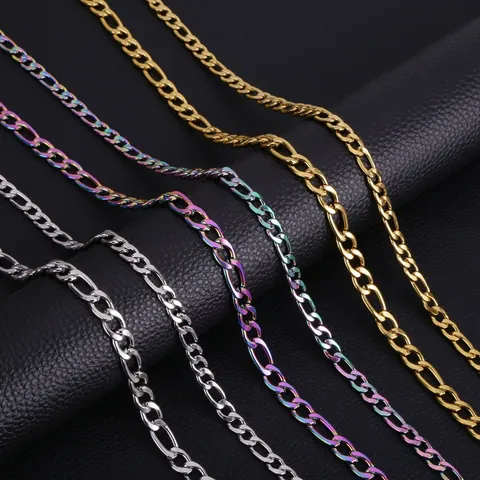 Collana a Catena Figaro in Acciaio Inossidabile Per Uomo Donna Catena NK Gioielli Accessorio Moda Larghezze Multiple