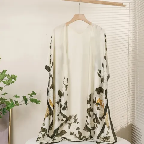 Damen Satin Sonnenschutz Schal Kimono Strickjacke Langarm Blumendruck Strand Cover Up Eleganter Retro Schal Wrap Für Sommer