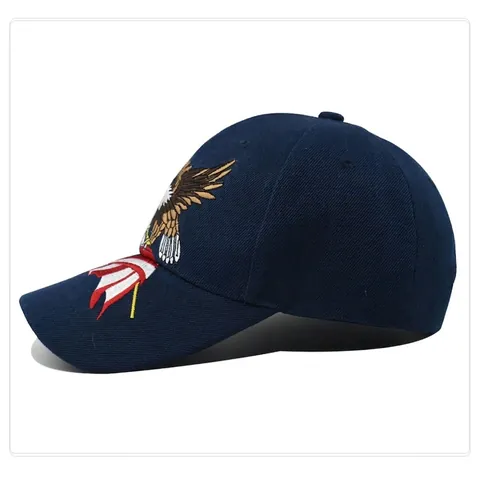 Amerikanische Flagge Adler Stickerei Baseballkappe Verstellbar Baumwolle Sonnenhut Outdoor Sport Unisex Trucker Hut