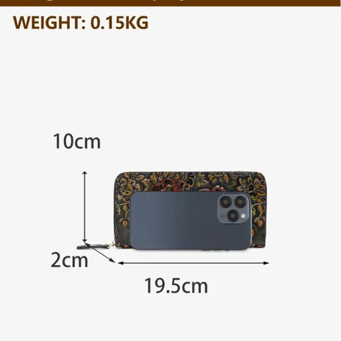 Vintage Damen PU Leder Langgeldbörse 3D Geprägte Blumen Paisley Muster Reißverschluss Kartenhalter Handy Clutch Handtasche Geschenk
