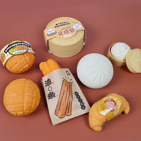 Simulation Food Squeeze Toy Slow Rebound Bun Croissant Pineapple Bun Deep-Fried Dough Stick Stress Relief Toy For Kids Adults Gift