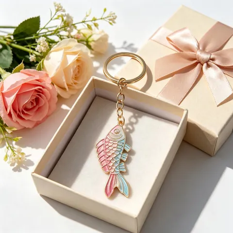 Gradient Fisch Form Legierung Emaille Schlüsselanhänger Strass Auge Gold Silber Metall Anhänger Für Taschen Deko Alltag Geschenk