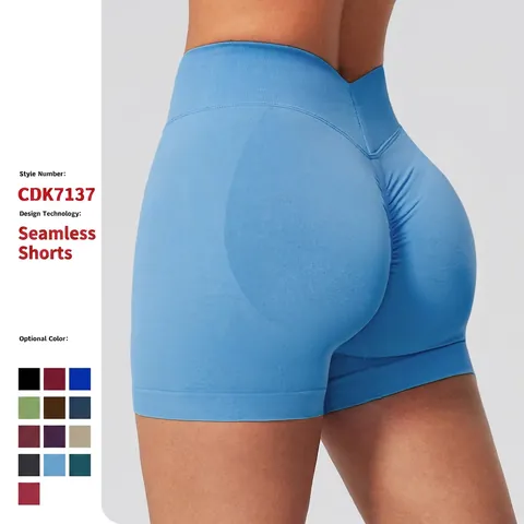 Pantaloncini Da Yoga Senza Cuciture Da Donna Vita Alta Controllo Della Pancia Sollevamento Glutei Poliammide Elastan Fitness