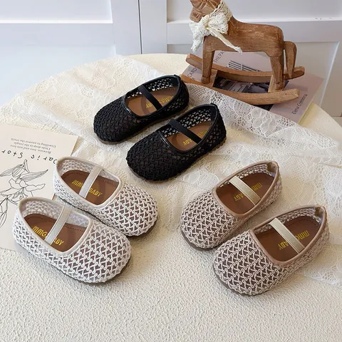 Mädchen Geflochtene Mary Jane Schuhe Atmungsaktiv Hohl Rund Toe Flache Schuhe Mit Gummiband Für Kleinkinder Kinder Casual Prinzessin Schuhe