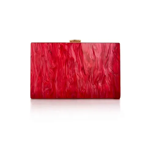 Women Acrylic Evening Clutch Bag Marble Pattern Box Style Handbag With Gold Chain Strap For Parties Weddings