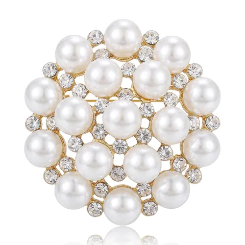Elegante Spilla a Fiocco di Neve in Lega Con Perla Artificiale e Strass Spilla Floreale Rotonda per Accessori Abbigliamento Donna Regalo