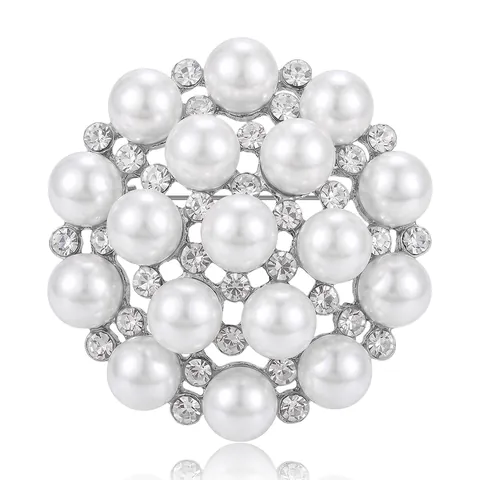 Elegante Spilla a Fiocco di Neve in Lega Con Perla Artificiale e Strass Spilla Floreale Rotonda per Accessori Abbigliamento Donna Regalo