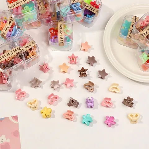 Korean Style Mini Hair Claw Clips Matte Plastic Non-Slip Mixed Shapes Cute Hair Accessories For Women Girls Elegant Durable