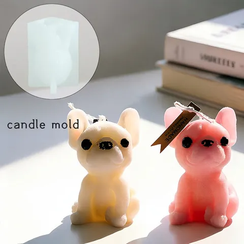 3D Franse Bulldog Siliconen Vorm Voor DIY Handgemaakte Kaarsen Maken Realistische Bulldog Vorm Hars Gips Handwerk Tool