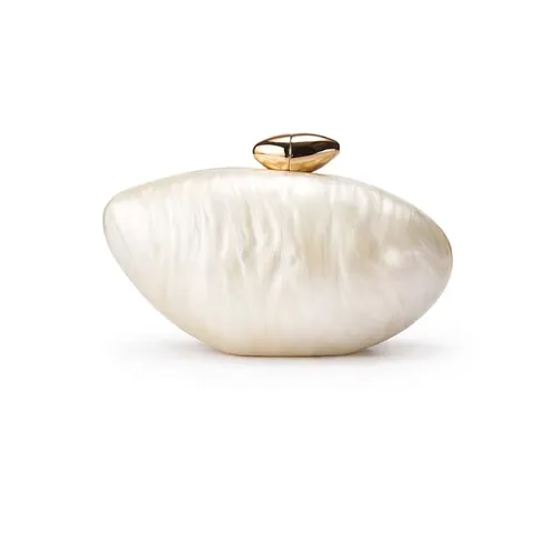 Fashion Marble Texture Acrylic Evening Clutch Bag For Women Minimalist Oval Hard Shell Purse With Gold Metal Buckle