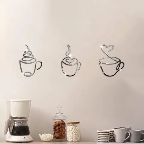 Coffee Cup Wall Decor Iron Minimalist Line Art Metal Hanging For Kitchen Cafe Restaurant Home Decor
