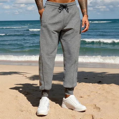 Pantaloni Joggers Uomo Poliestere Spandex Coulisse Vita Elastica Slim Fit Casual Sportivi