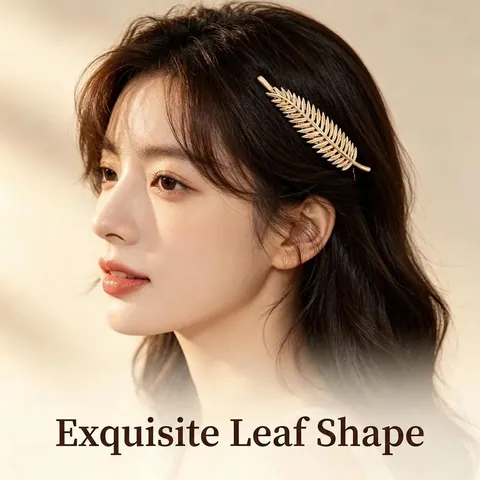 Kreatives Blattform Zinklegierung Haarnadel Elegant Gold Silber Metall Haarspange Seitenclip Mode Haarschmuck Für Damen