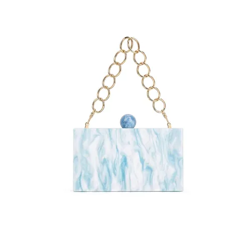Acrylic Marble Evening Clutch Bag With Ball Clasp Golden Chain Strap For Wedding Party Fashion Women Dinner Handbag